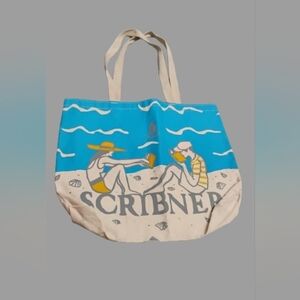 Scribner Unisex Graphic Reading at Beach Tote Bag One Size